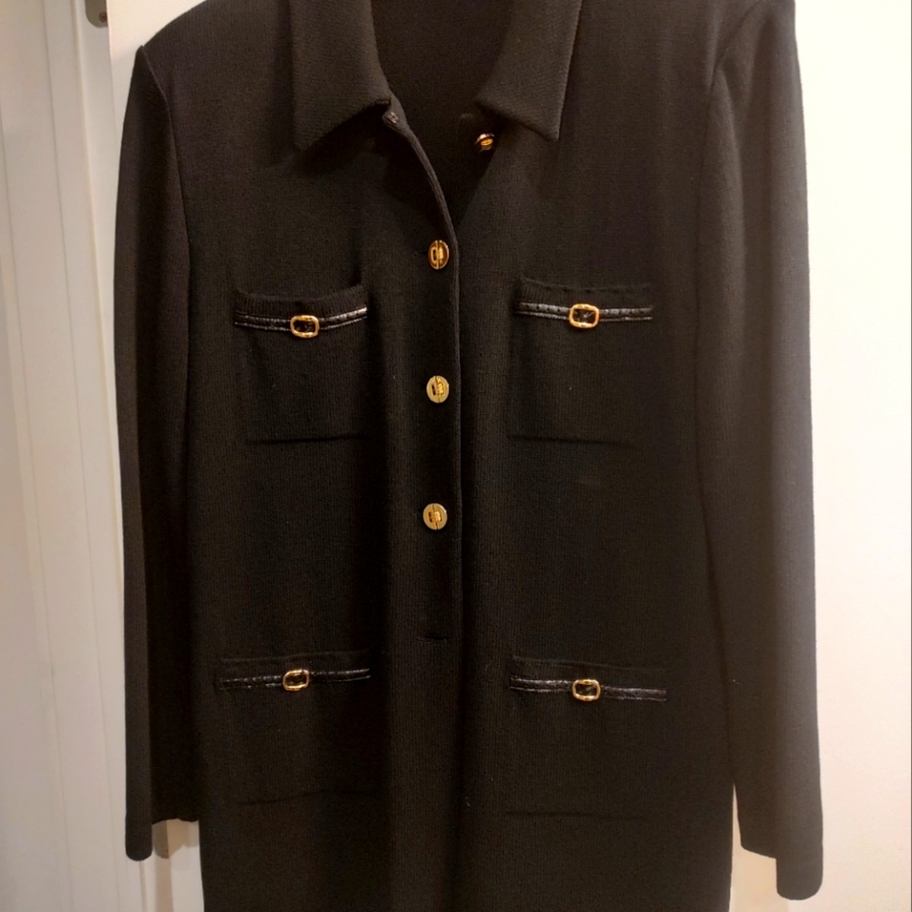 Classic st John blk santana knit jacket 16